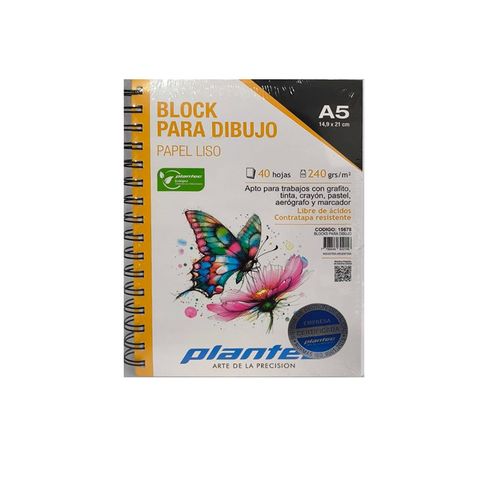 Block Plantec A5 Liso 240gr 40h Espiral Lateral (15678)
