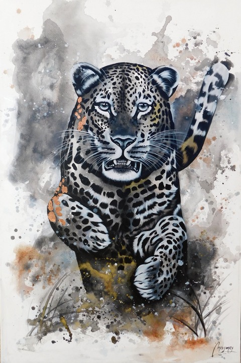 Cuadro original de Felino ByN 4 - 90x60cm - EN SUBASTA