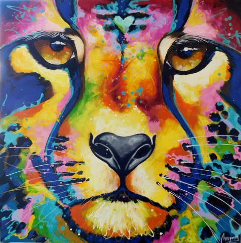 Cuadro original de Felino - Corazonada - 100 x 100 cm - EN SUBASTA
