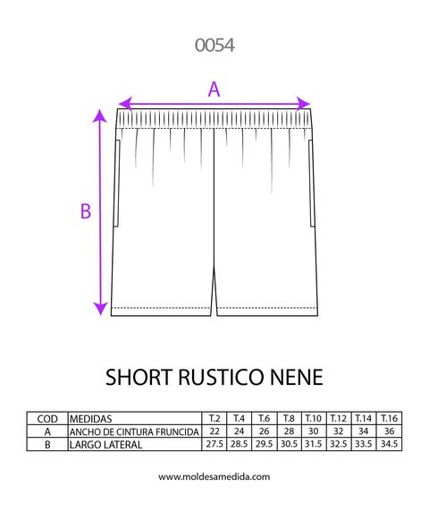 0054 | MOLDE SHORT RUSTICO NIÑO