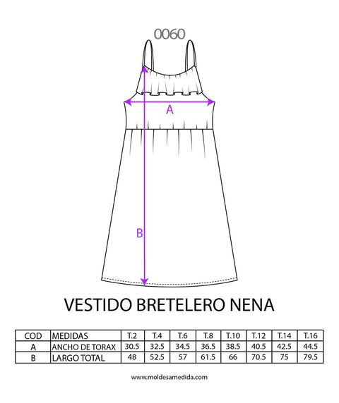 0060 | MOLDE VESTIDO BRETELERO NIÑA