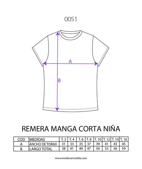 0051 | MOLDE REMERA MANGA CORTA NIÑA