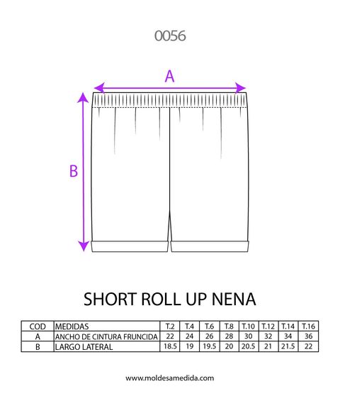 0056 | MOLDE SHORT ROLL UP NIÑA