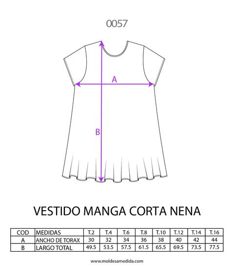 0057 | MOLDE VESTIDO MANGA CORTA NENA