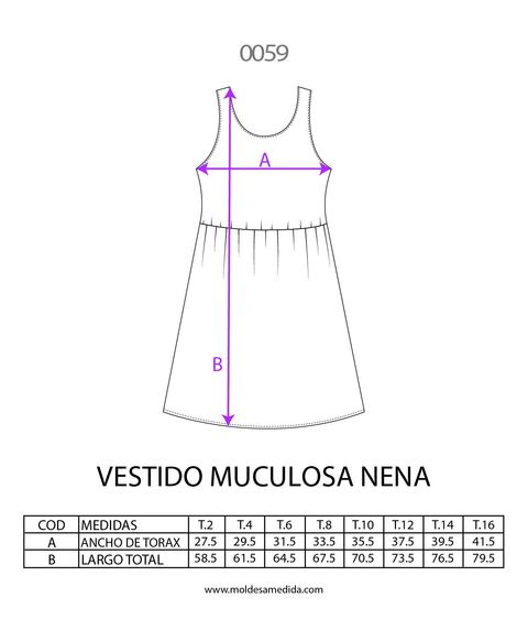 0059 | MOLDE VESTIDO MUSCULOSA NIÑA
