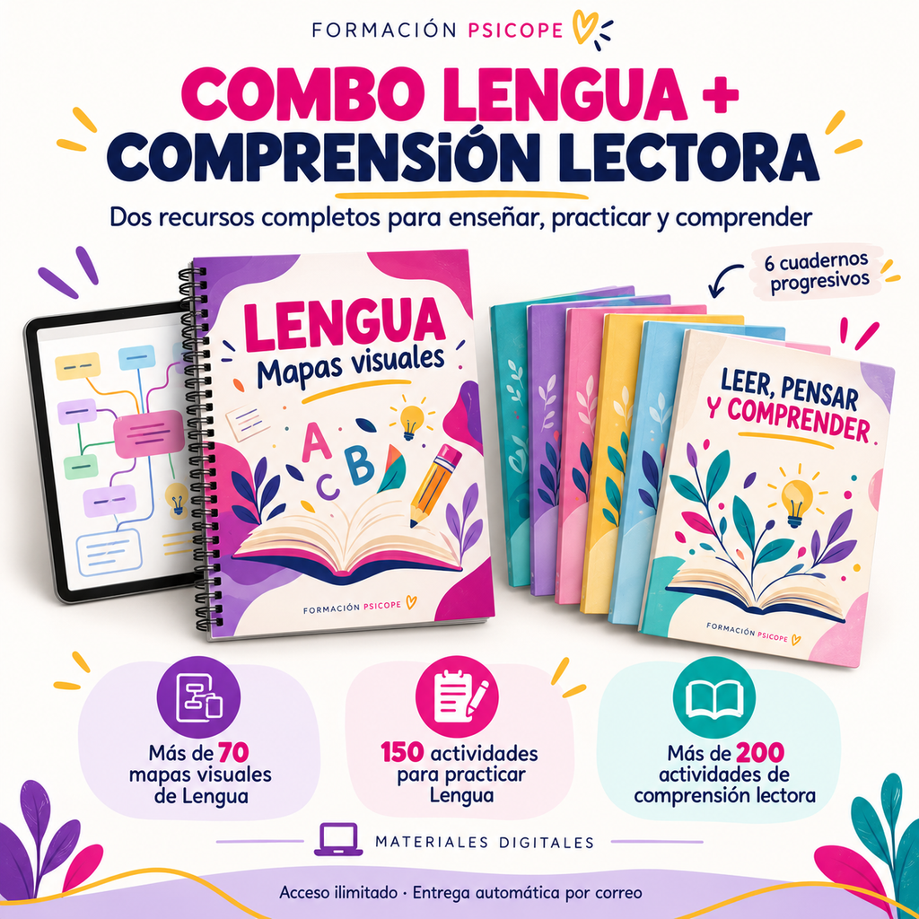Combo Lengua + Comprensión Lectora | Mapas Visuales y 6 Cuadernos de ...