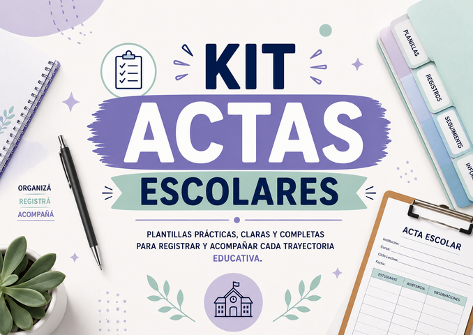 KIT DE ACTAS ESCOLARES. Mas de 15 modelos profesionales listos para completar, editar e imprimir.