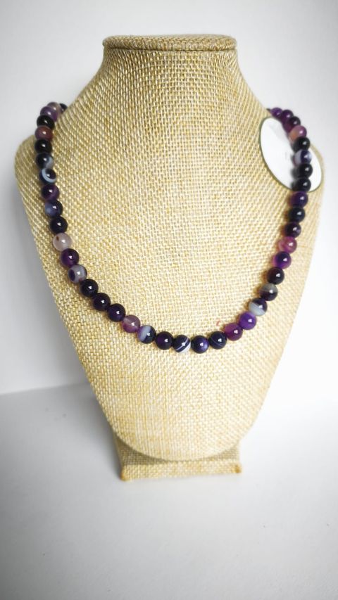 COLLAR EN AGATA VIOLETA DE 55CM+5CM