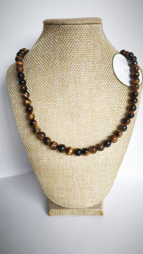 COLLAR EN OJO DE TIGRE DE 55CM+5CM