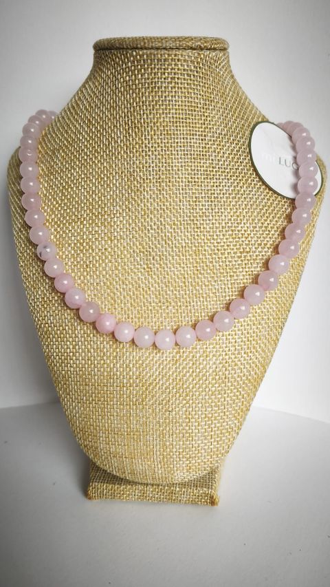 COLLAR CUARZO ROSA DE 55CM+5CM
