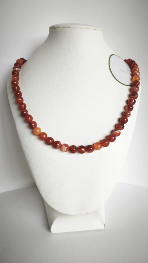 COLLAR EN CORNALINA DE 55CM+5CM
