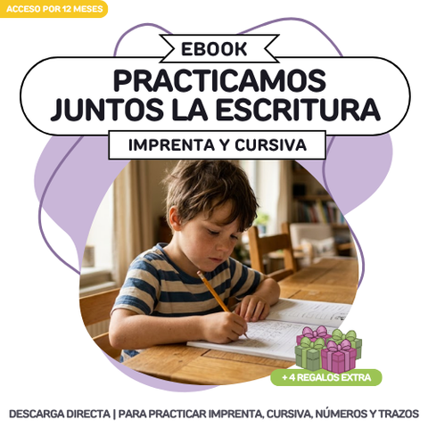 Ebook Practicamos Juntos La Escritura - Cursiva e Imprenta + 4 bonus!