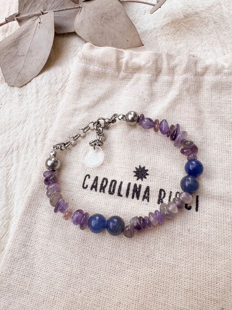 Pulsera Magia - Cuarzo azul natural y escallas amatista