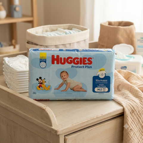 Pañales Huggies Protect Plus | Talle M Pack x3 (132 unidades)