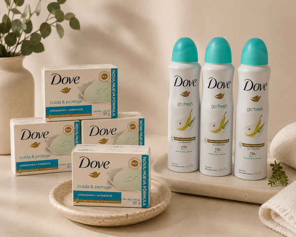 Combo jabón y antitranspirante Dove Cuida & Protege y Go Fresh