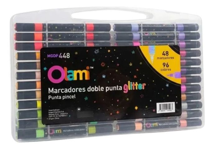 Marcador Olami doble punta Glitter x48