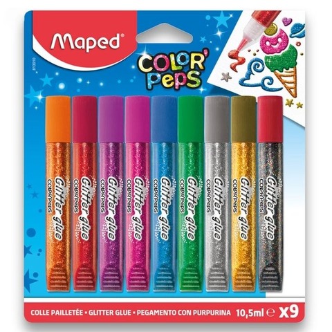 Pack Adhesivo Con Glitter x9 Maped 