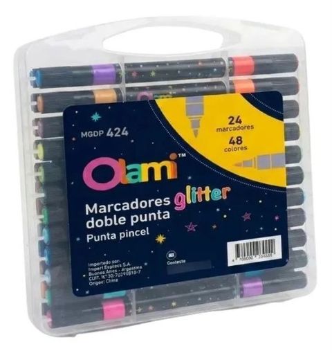 Marcadores Olami doble punta Glitter x24