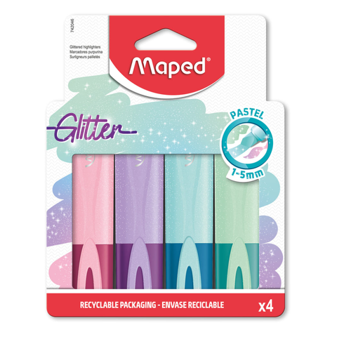 Resaltadores Maped Con Glitter Pastel x4