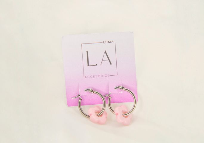 Aros Flor Rosa 1