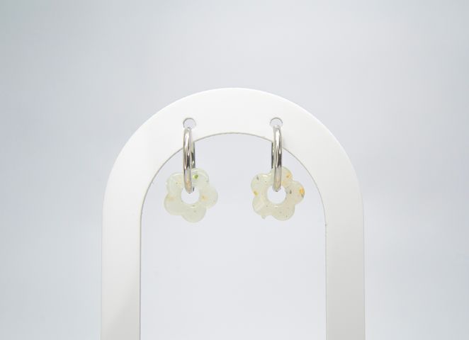 Aros Flor Transparente Amarillo
