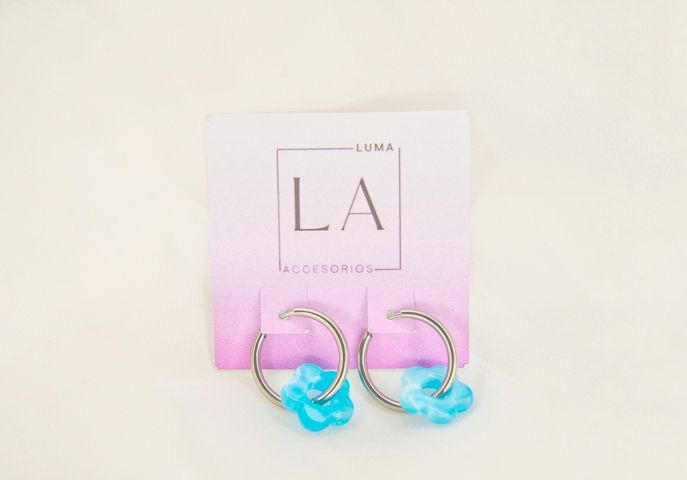 Aros Flor Celeste 2