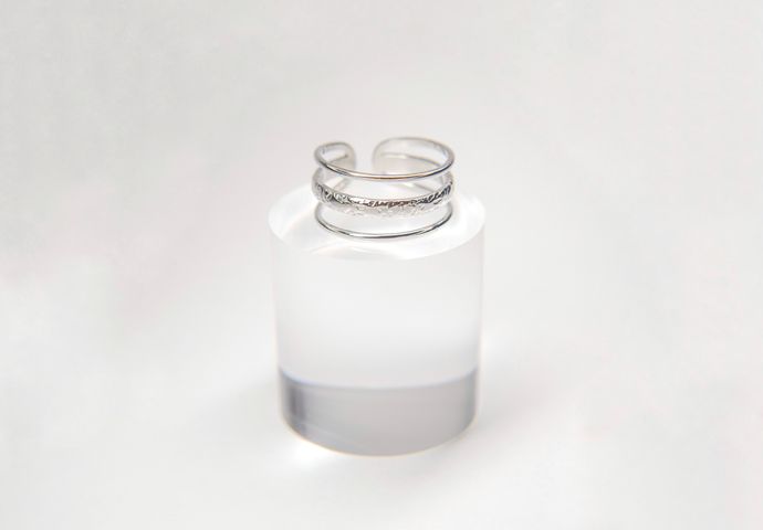 Anillo Triple Líneas Plateado