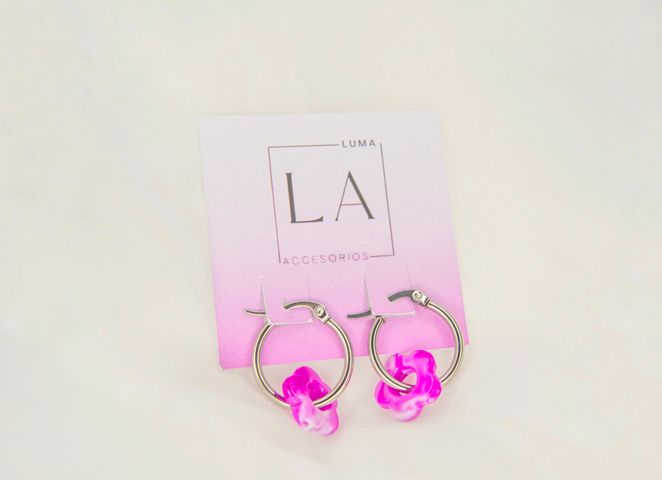 Aros Flor Lila Plateado 