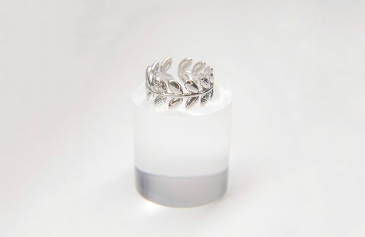 Anillo Corona Hojas Plateado