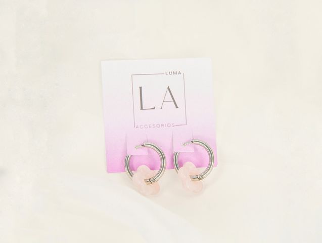 Aros Flor Rosa Clarito