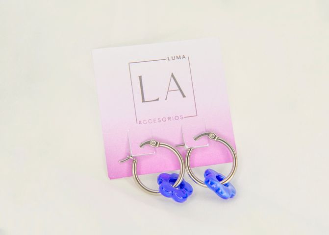 Aros Flor Azul 1