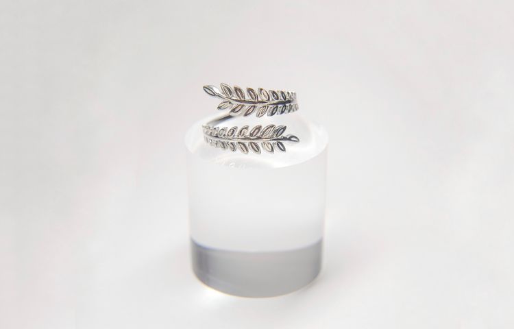 Anillo Plateado Hojas