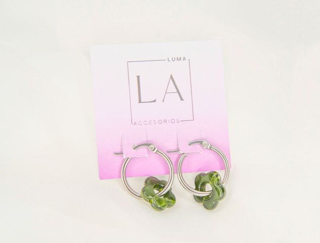 Aros Flor Verde Musgo