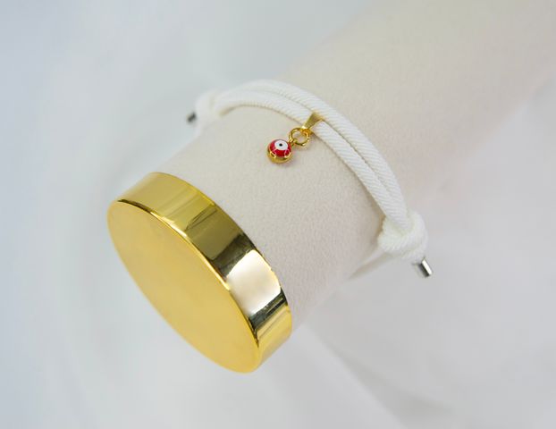 Pulsera Blanca con Ojito Protector Rojo