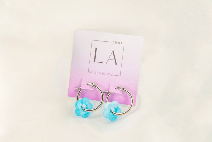 Aros Flor Celeste 3