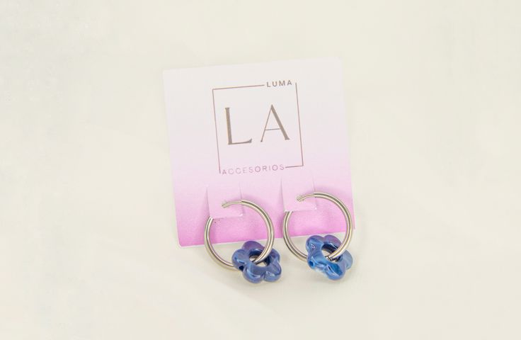Aros Flor Azul Oscuro