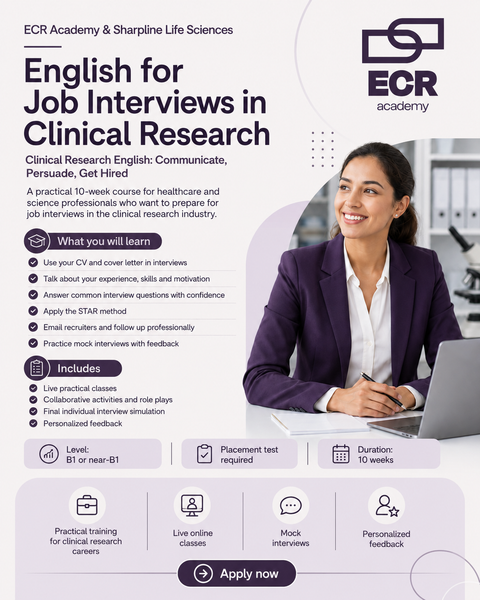 English for Job Interviews in Clinical Research + BONUS Mentoría | Inicio: 23 de Septiembre 2026