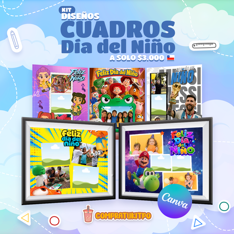 🍭 Cuadros día del niño - Editable en Canva