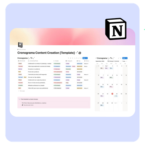 Cronograma Content Creation | Notion Template