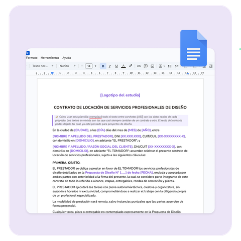 Contrato de Locación de Servicios para Diseñadores