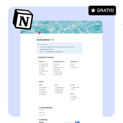 Organizador de Viaje 🌴 | Notion template