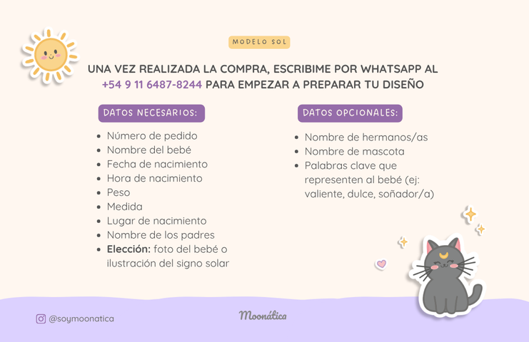 Lámina de nacimiento ☀️ Modelo Sol