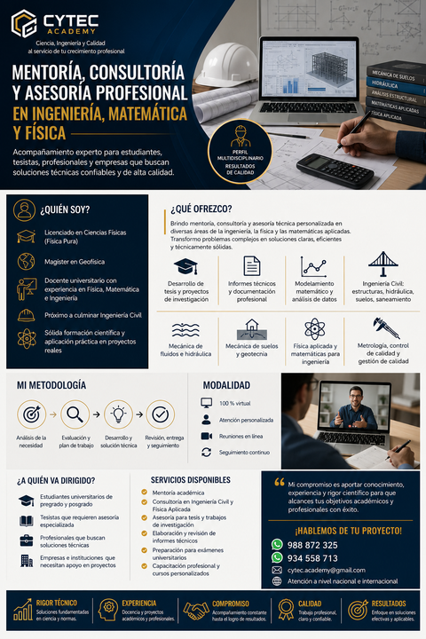 Mentoría, Consultoría y Asesoría Profesional en Ingeniería, Matemática y Física