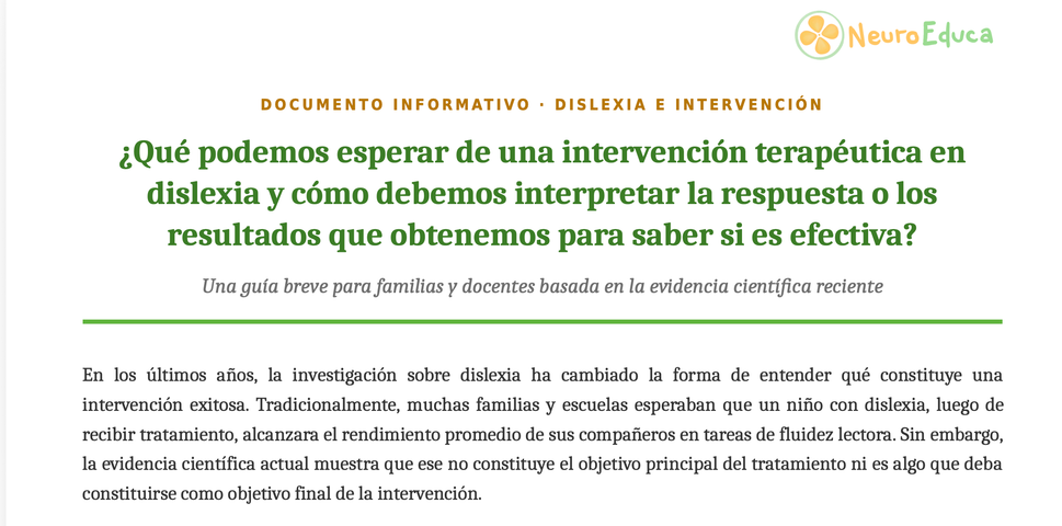 CRITERIOS PARA CONSIDERAR SI ALGUIEN PROGRESA EN EL ABORDAJE DE LA DISLEXIA