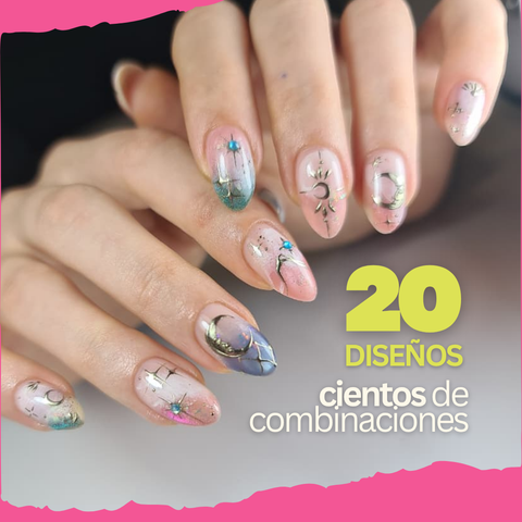 Combo: galaxy + flower nails