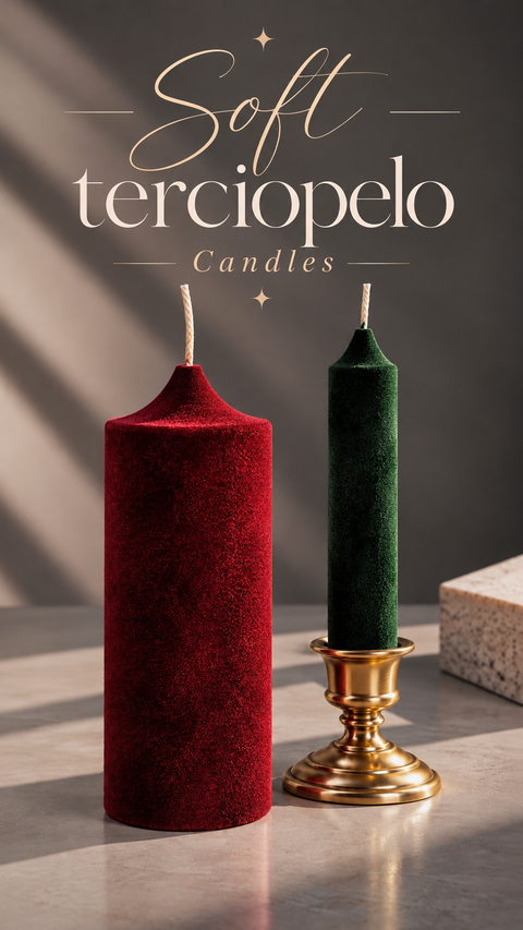 Velas efecto terciopelo roja y verde