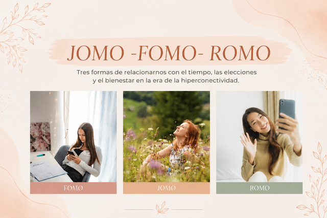 JOMO, ROMO y FOMO: tres formas de vincularnos con el tiempo, las elecciones y el bienestar.