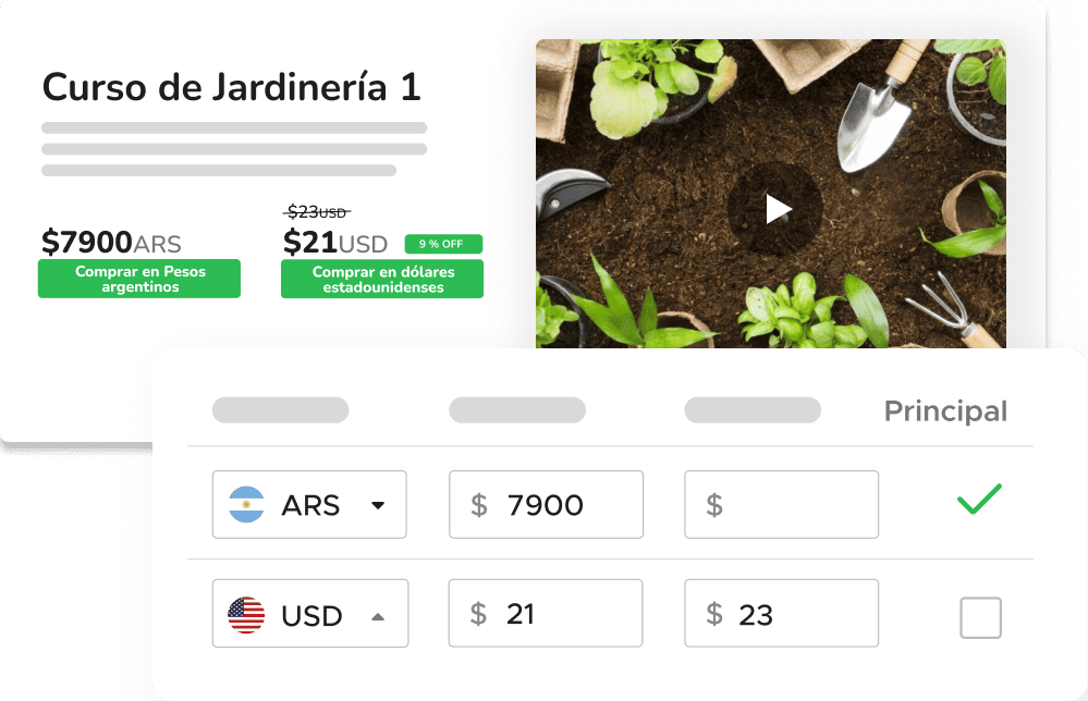 Precios en distintas monedas