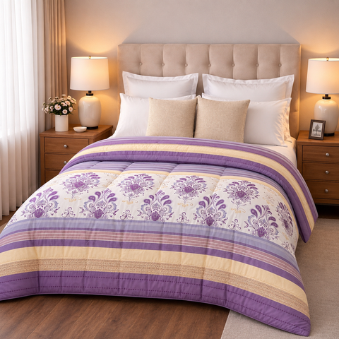 Manta Flannel Premium Floral Lila
