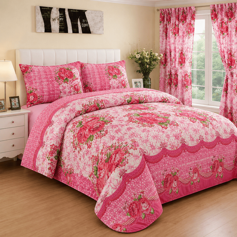 Colcha Floral Rosa Vintage Soft Premium